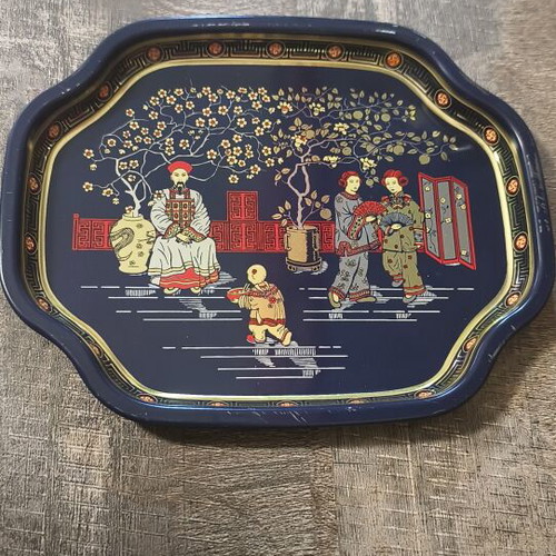 Elite Trays Vintage Metal Tray Chinoiserie Style used