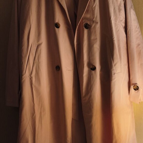 Long pink trench coat new, thin fabric, size L
