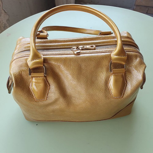 Longchamp patient leather handbag used, yellow and orange