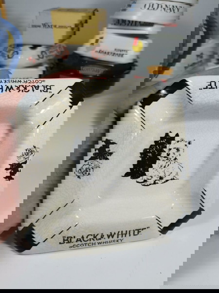 Black & White Vintage Διαφημιστικό Πορσελάνινο Τασάκι από Ουίσκι