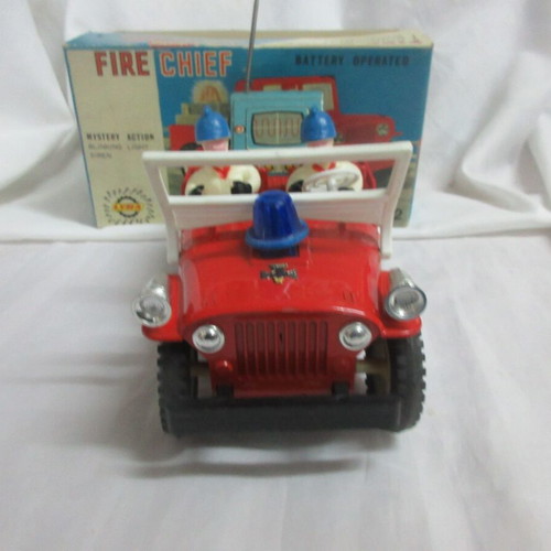 Greek Fire Chief Battery Operated Jeep Lyra 70s new in box