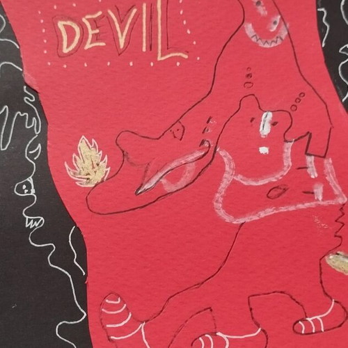 The Pain of the Devil original handmade mixed media collage artwork