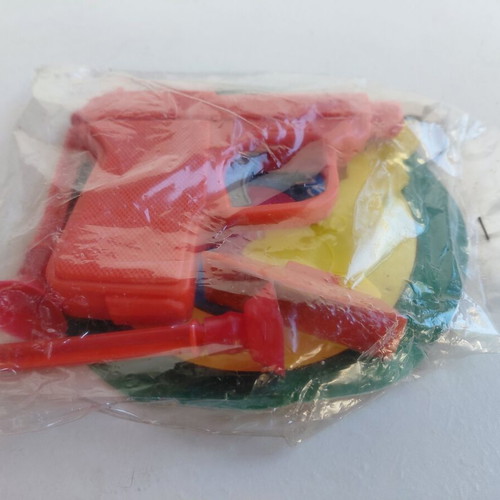 Plastic toy gun with darts and targets Viozach X-44, 80s, new