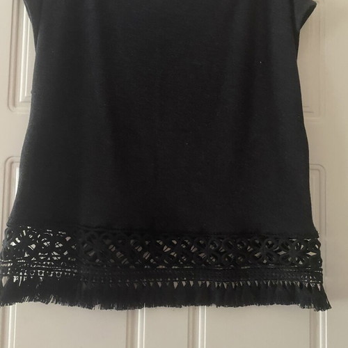 Mohito Collection Black Blouse size L like new with lace and fringes