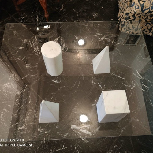 Marble dining set with glass and used coffee table