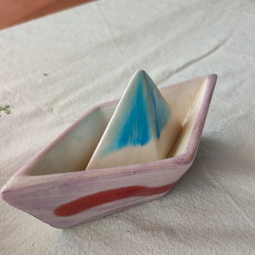 Ceramic Boat Handmade, Like New, Decorative Summer Theme