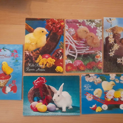 Vintage card postal pack of 6 Happy Easter unused