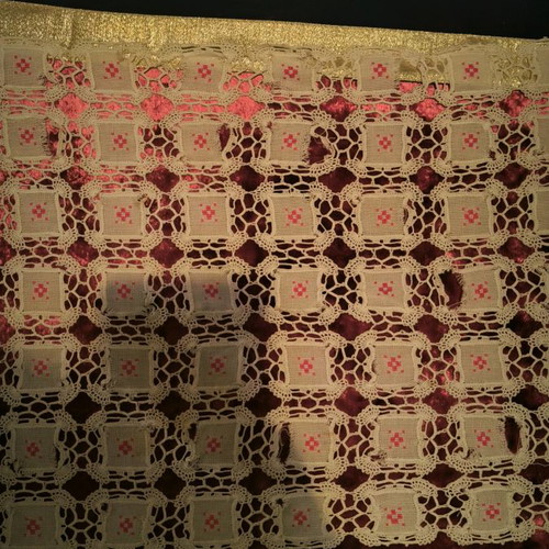 Handicraft with red design and gift napkin