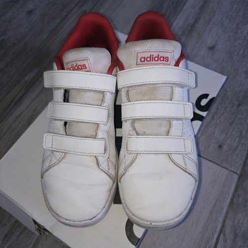 Adidas athletic shoes used, size 35, white and red