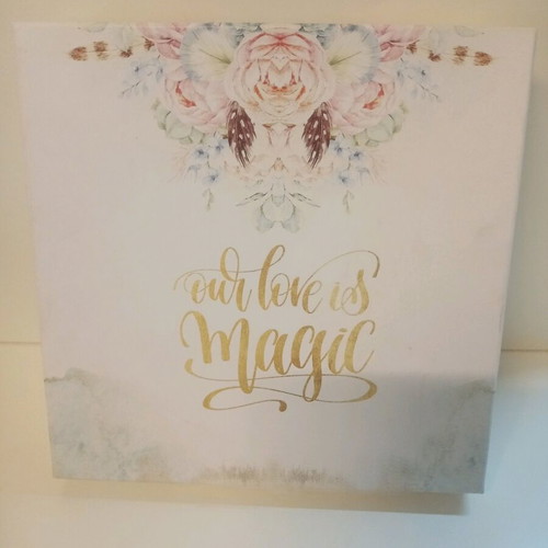 Wooden wish box Our Love Is Magic new 25x25x4.5cm