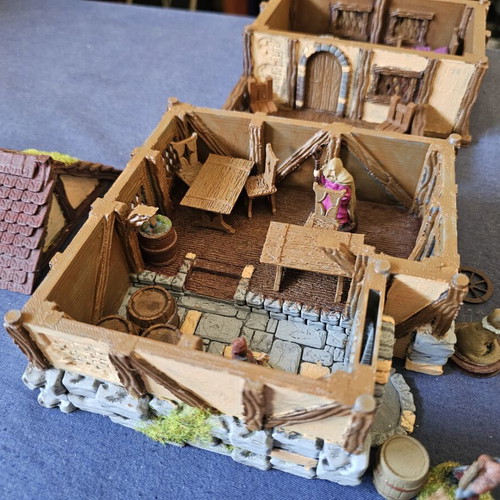 DND inn set, hand-painted and stylized