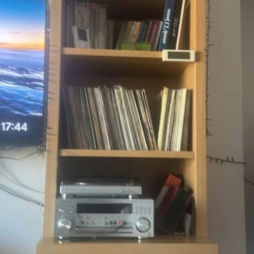 Solid beech wood bookcases with sliding drawer, custom made