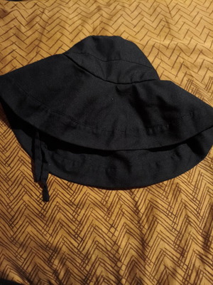 Handmade black women's hat like new with wide wavy brim