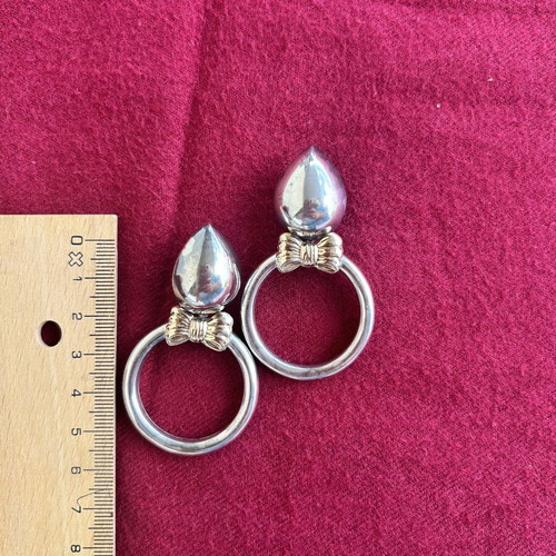 Vintage silver earrings 925 with gold-plated bow, like new