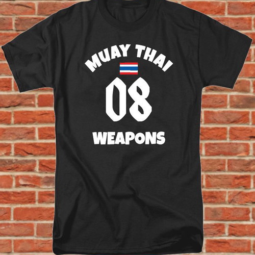 Black cotton short sleeve t shirt Muay Thai Kick Boxing new