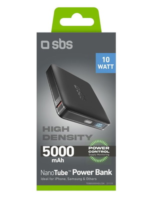 SBS Nanotube Power Bank new, 5000mAh, 10W, Type C input/output