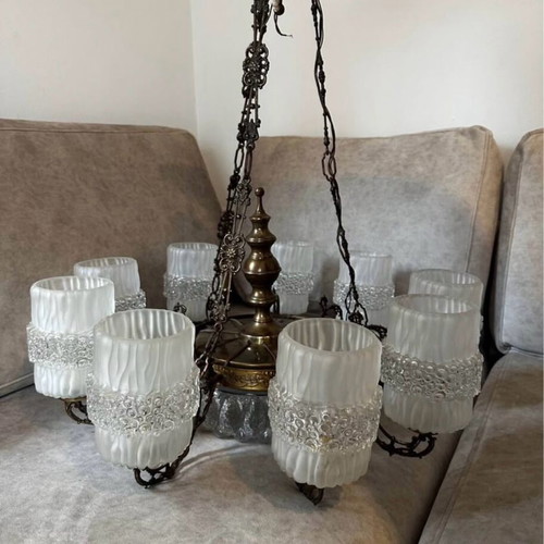 Antique bronze chandelier refurbished