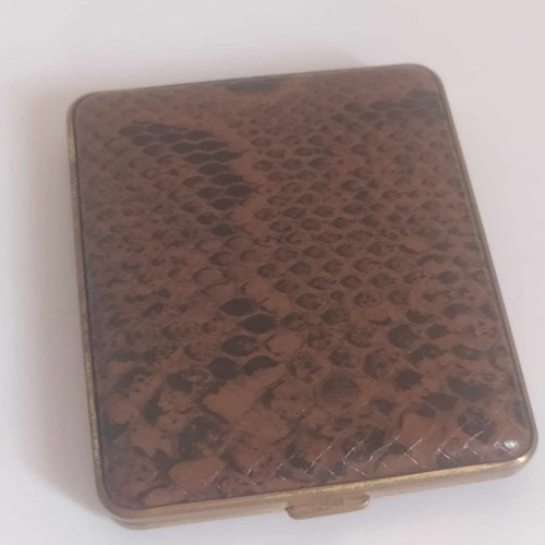Vintage cigarette cases used, set of 3, leather and fabric