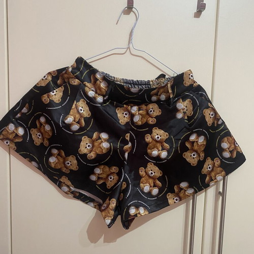 Satin teddy bear shorts new, black and brown, size M