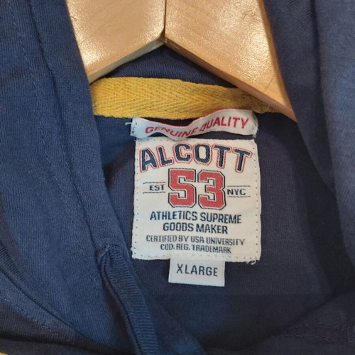 Alcott men's T-shirt with hood like new, blue XL