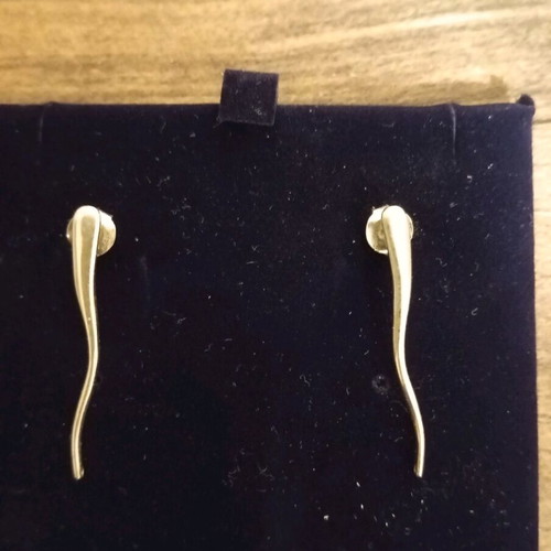 Silver earrings like new, irregular straight shape