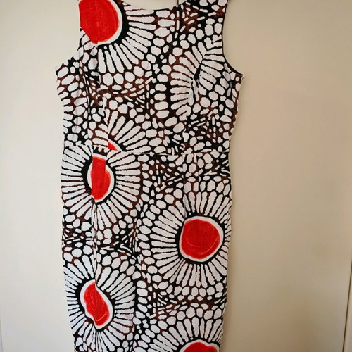 Morgan linen dress like new, size M, unique red-brown print