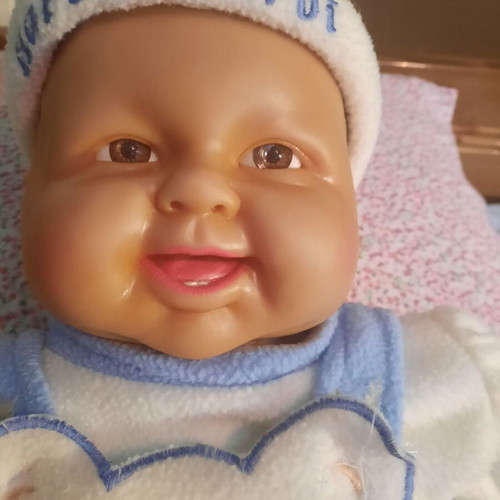 Vintage large doll happy baby in excellent condition, 60 cm tall