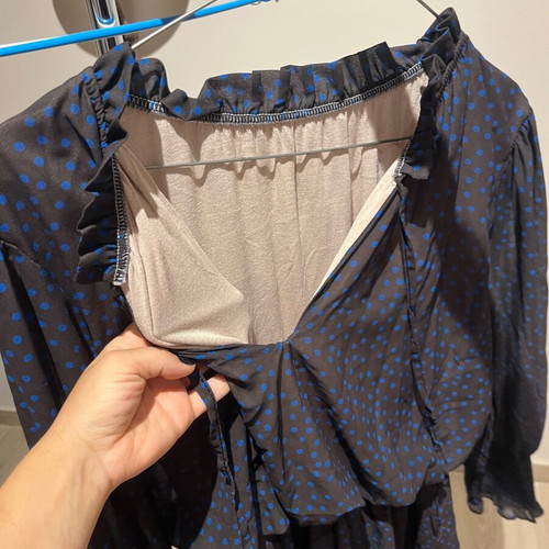 Mini long-sleeve dress with gathered waist, like new