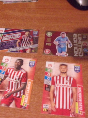 Olympiacos player cards, pack of 4 with Masouras, Sa, Kamara, Reabciuk
