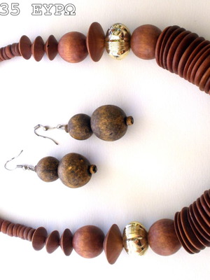 Wooden faux bijou jewelry set used