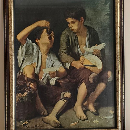 Murillo painting decorative reproduction with bronze frame like new