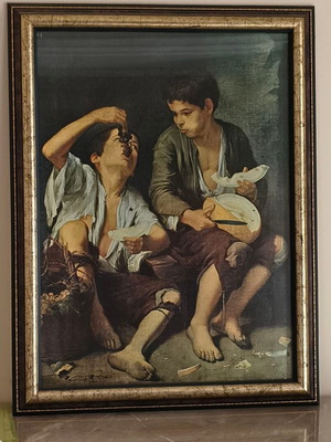 Murillo painting decorative reproduction with bronze frame like new