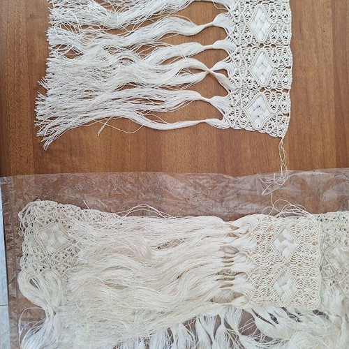 Macrame fringe trim for runners or doilies, set of 4, new