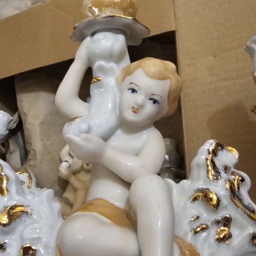 Regal Crown porcelain triple candle holder statue like new vintage