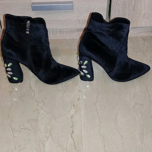Public Desire women's ankle boots new, velvet with crystals on heels