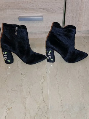 Public Desire women's ankle boots new, velvet with crystals on heels