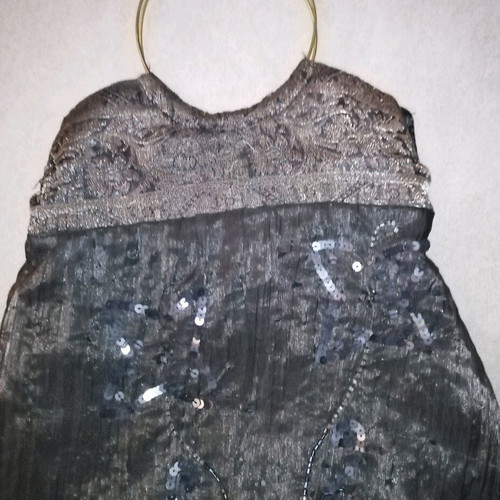 Satin hand bag like new, black with free scarf