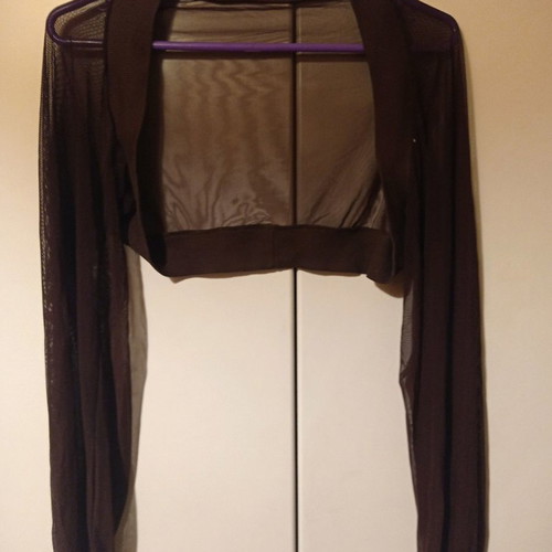 Brown transparent mesh bolero, open style