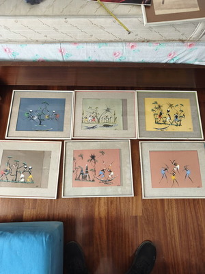 Tribal Wall Art set of 6 used decorative frames African theme