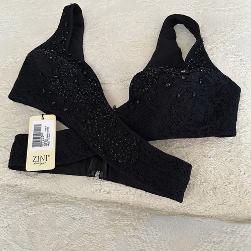 ZINI lace bustier top with beads, black, size S