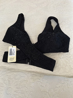 ZINI lace bustier top with beads, black, size S