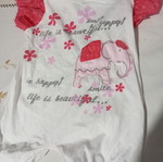 Baby romper with pink elephant and flowers