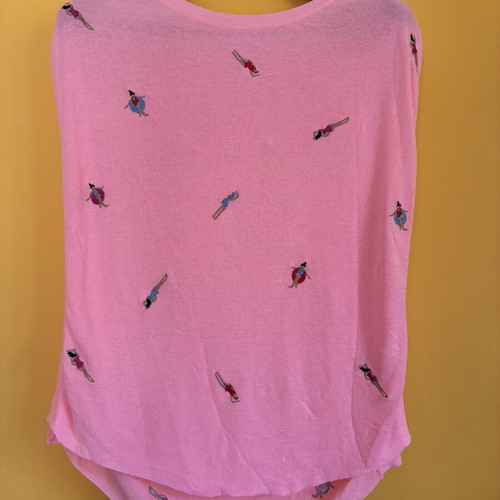 Next Pink Embroidered Swimmer Knit Top XS