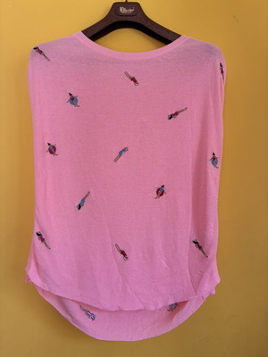 Next Pink Embroidered Swimmer Knit Top XS