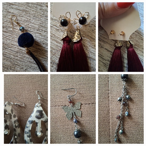 Earrings pack of four long black and silver like new