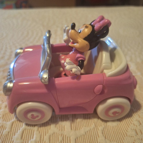 Minnie miniature figure with car used, movable parts, 8cm