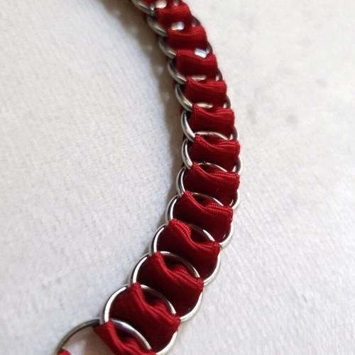 Red Woven Chain Choker with Stainless Steel Handmade