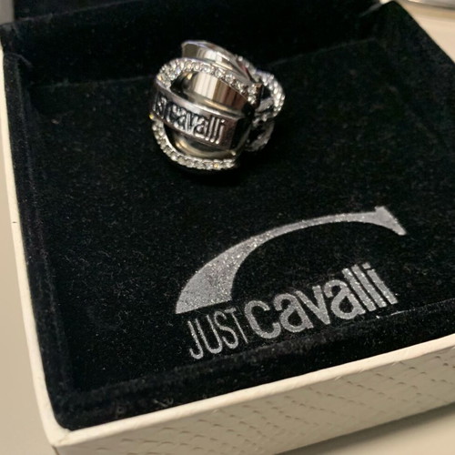 Just Cavalli silver ring with Swarovski stones like new size 16.5