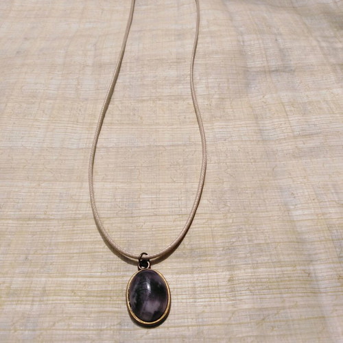 Handmade pendant with amethyst fluorite gemstone new, purple