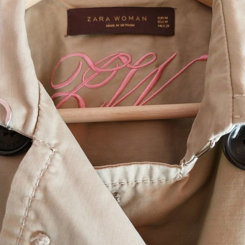 Σταυρωτή καμπαρντίνα με ζώνη Zara μεταχειρισμένη, μπεζ μέγεθος M